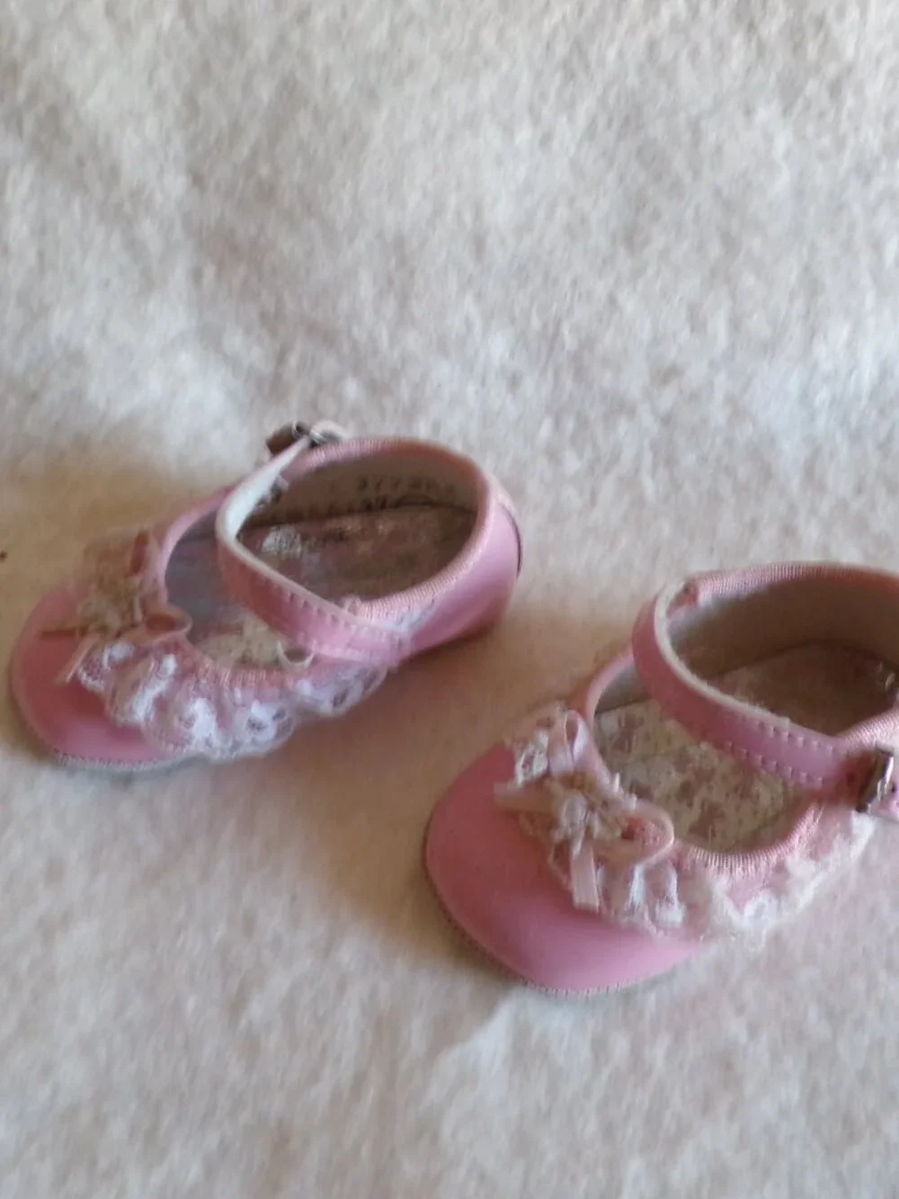 Vintage 1980s Baby Girls Shoes Pink Bow USA